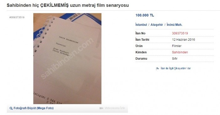 Sahibinden Satılık Çekilmemiş Film Senaryosu