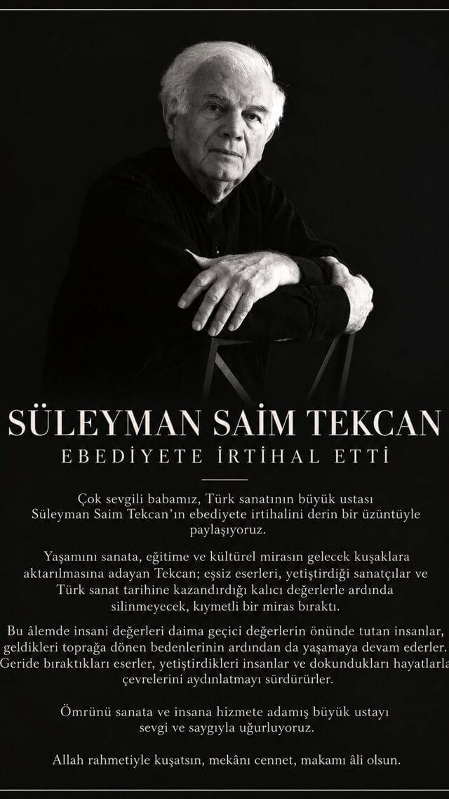 Türk Sanatının Usta İsimlerinden Prof. Dr. Süleyman Saim Tekcan Hayatını Kaybetti